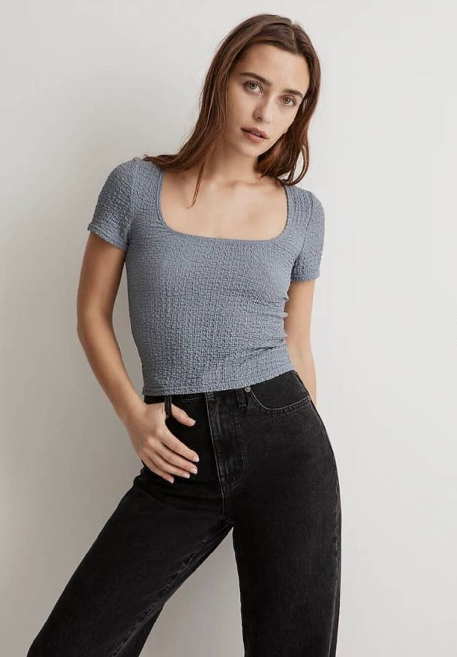 NWT Madewell Popcorn Top Blue Size XXS